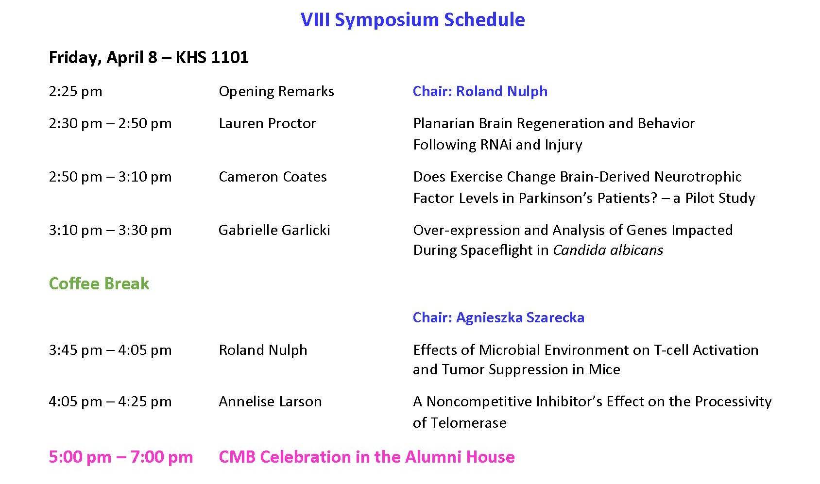 Symposium Friday Schedule
